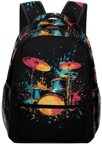 Colorful Drum Set Travel Backpack for Women Men Workout Work Shoulder Bags Lightweight Daypack image 5