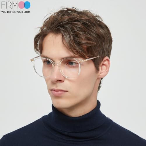 Image of Firmoo Oversize Blue Light Glasses, Unisex Chic Large Round Computer Reading Glasses Reader Anti Glare Anti Eyestrain (Pink Clear 0.0x)