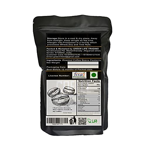 Green Life Roasted Coffee Beans Single Origin Peaberry Grade 400 Gm Directly From Farmers in South India 100%- Fresh and Delicious - Image 2