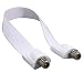 Ancable Window and Door Feed Thru Jumper Cable,1-Pack 1ft (32cm) F-Type Female to Female Flat Coax TV Cable Extension Adapter for Antenna, DirectTV and Dish Tailgater, White,Ultra Slim Paper Thin
