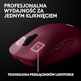 Logitech G PRO 2 LIGHTSPEED, bezprzewodowa mysz do gier, oburęczna, z maks. 4 konfigurowalnymi, przełączanymi magnetycznymi przyciskami bocznymi, czujnikiem 44K DPI, ładowaniem USB-C, PC/Mac - Różowy