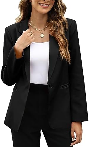 Sucolan Womens Casual Blazers Open Front Long Sleeve Suit Jacket Work Office Blazer Jackets with Pockets