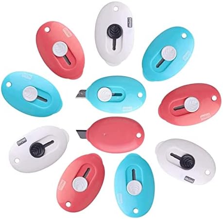 Mini Retractable Utility Knife Box Cutter Letter Opener, Alloy Steel Splicing Knife with Key Chain Hole-9pcs