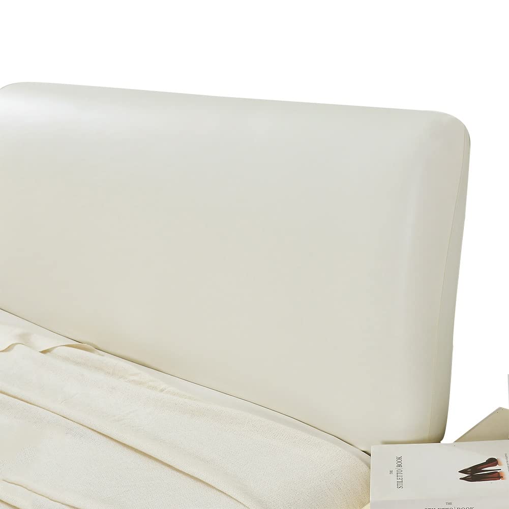 Copritestiera Letto Matrimoniale Ecopelle Tortora,Copri Testata Letto Matrimoniale/Singolo Elastica Universale Copertura Per Testiera Per Letto,Copertura Protettiva Impermeabile ( Color : Beige white