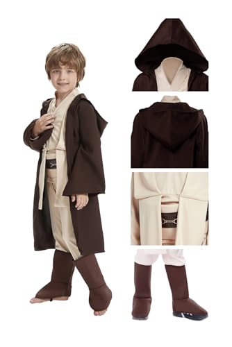 Oakamy Knight Costume Kids Child Tunic Hooded Robe Pants Belt Shoes Halloween Cosplay Costume Outfit Suit cover
