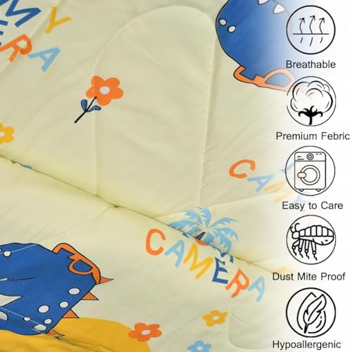 Image of Filymore Camera Comforter for Kids Girls - Cute Cartoon Print Single Bed Blanket, Microfiber Dohar for Boys & Girls | Soft Kids Winter & Summer Quilt |60x90 Inches (Yellow)
