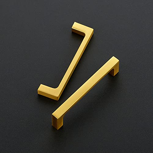 Image of Ravinte Brushed Brass Solid Pulls Cabinet Handles 4 Inch 30 Pack | Solid Zinc, Slim Design, Mounting Screws Included, Kitchen Cabinet Hardware, For Cupboards, Dressers, Drawers