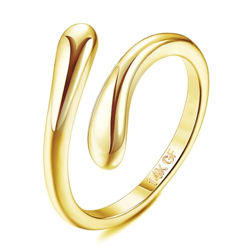 FASACCO 14k Gold Fillled Toe Rings for Women Hug CZ Triple Moonstone Snake Knot Simple Band Toe Rings Adjustable Toe Rings