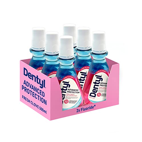 Dentyl Advanced Protection Mouthwash, High Fluoride, Repairs and Protects Tooth Enamel, Alcohol Free, Fresh Clove, 6x500ml