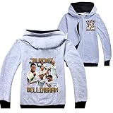Piegricdiat Kids Fall Trendy Graphic Jackets with Hood,Casual Comfy Zipper Sweatshirts Boys Soccer Stars Tops Coats Gray