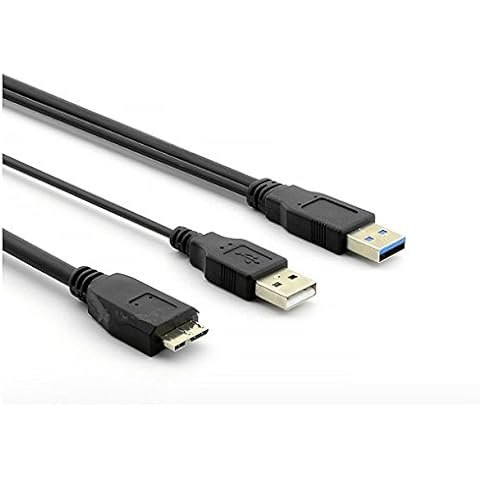 KUYIA Y USB 3.0 Cable 1FT/ 30CM, Up to 5 Gbps A Male to Micro B with Type A Power, Data Transfer Sync Lead Compatible with Wii U External Hard Drive Toshiba Canvio, WD, Seagate, My Passport, Maxtor Cover