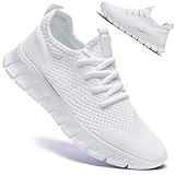 Damyuan Tennis Shoes for Women Sneakers Fashion Running Walking Gym Summer Casual Office,White,Size 8 Orthopedic Nurse Non Slip Work Shoes for Ladies
