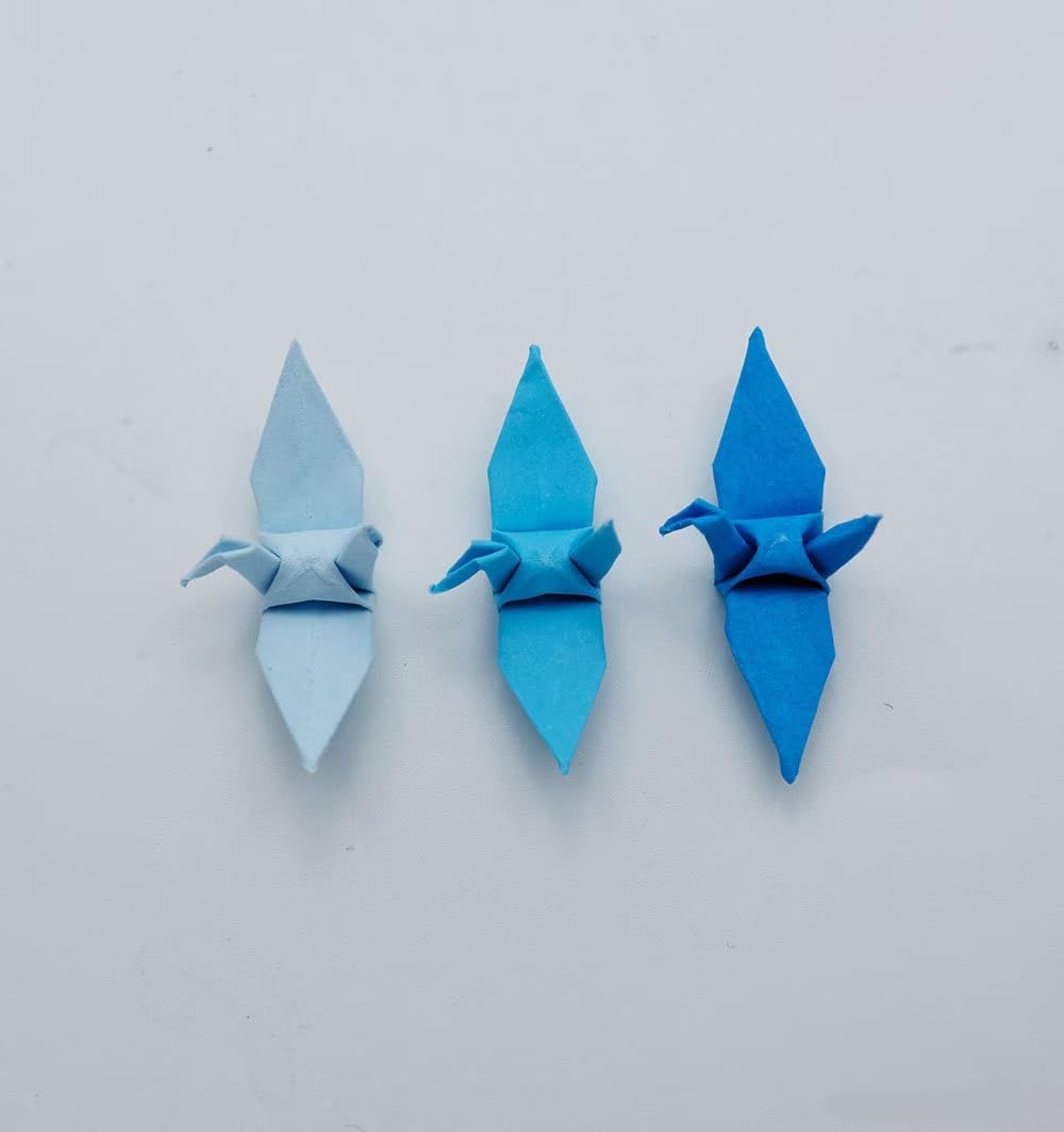 100 Origami paper crane Blue shade Tone 1.5x1.5 inch Origami paper cranes Handmade folded Wedding Christmas Gift backdrop wedding Tea Party Supplies (Blue shape)