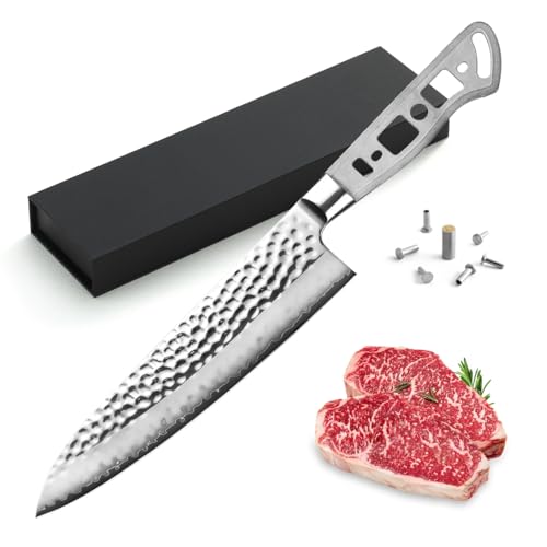 Katsura AUS-10 3 Layers Forged 8-in Gyuto Chef Knife Blank Hammered Series 50mm Wide Blade