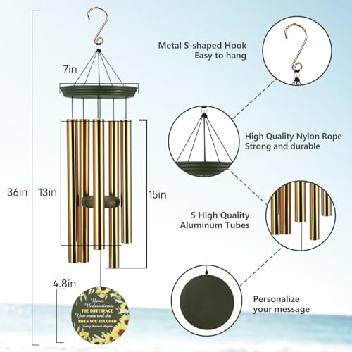 Image of ASTARIN Personalized Happy Retirement Wind Chimes, Tree of Life Retirement Wind Spinner Gift for Women /Men Teacher Coworker 2026, Going Away Farewell Gifts, Deep Tone Larde Wind Chime