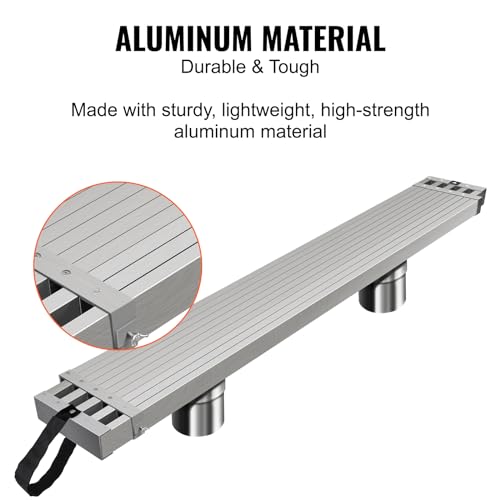 VEVOR Telescoping Aluminum Work Plank, 9-15 Feet 500lbs Capacity, 12.5 inch Width Aluminum Scaffold Plank,Extension Staging Plank with Skid-Proof Platform Scaffold Ladder Accessory