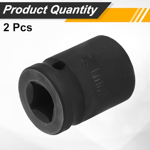 Image of HARFINGTON 2pcs 1 /2 inch Drive x 21mm Shallow Impact Socket 12-Point Metric CR-V Steel Spindle Nut Impact Flip Sleeve for Home Auto Nuts Bolts Repair