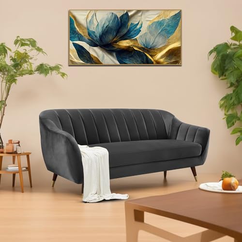 Image of Casaliving Anyse 3 Seater Sofa Set for Living Room (Black Fabric) Premium Fabric Sofa
