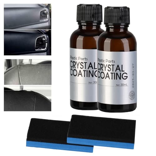 Générique 2pcs Renovateur Plastique Voiture Interieur,Nettoyant Voiture Interieur,Crystal Coating Voiture Plastique Cuir Rénovation Revêtement,Convient pour La Rénovation Intérieure de Voiture