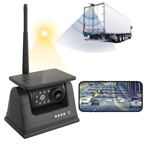 Image of OBEST Solar Powered Wireless Reversing Camera WiFi Backup Camera with Clear Image and Infrared Night Vision, Waterproof Magnetic Suction Mount, for IOS & Android for Cars, Trucks, Vans