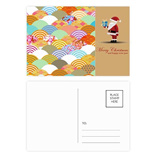 Cartes postales géométriques Squama motif Père Noël japonais en lot de 20 pièces pour vœux