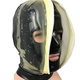 WXLPCGO BDSM Transparente Latex Maske Gummi SM Fetisch Voll Bondage Maske mit Reißverschluss Cosplay Maske Halloween Maske(Size:M-65CM)