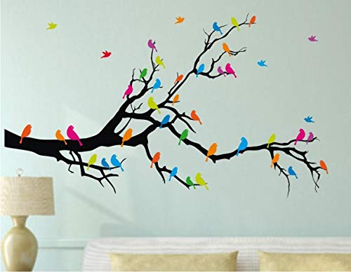 Heaven Decors - Nature Tree with Colorful Birds - Wall Sticker for Bedroom, Living Room, Hall Decor (Ideal Size on Wall: 120 cm x 68 cm),Multicolour (B08XNH8NRZ) Amazon Price History, Amazon Price Tracker