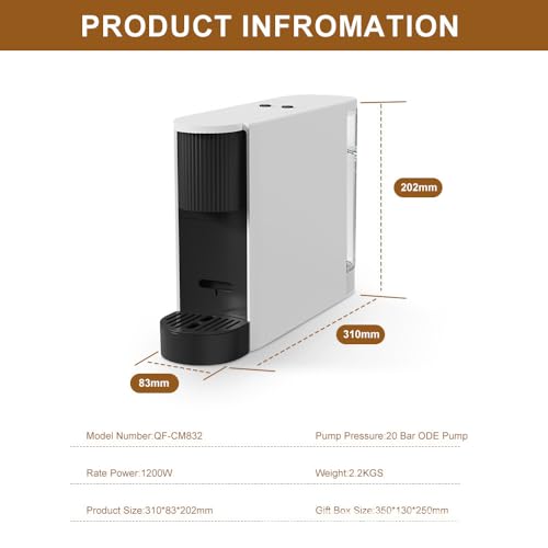IUYIXWFP 20Bar Single Serve Coffee Brewer Capsule Machine - 1200W Espresso Maker for Home & Office - Image 4