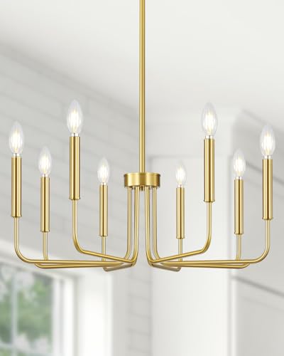 Yunnix 8 Light Modern Brushed Gold Chandelier