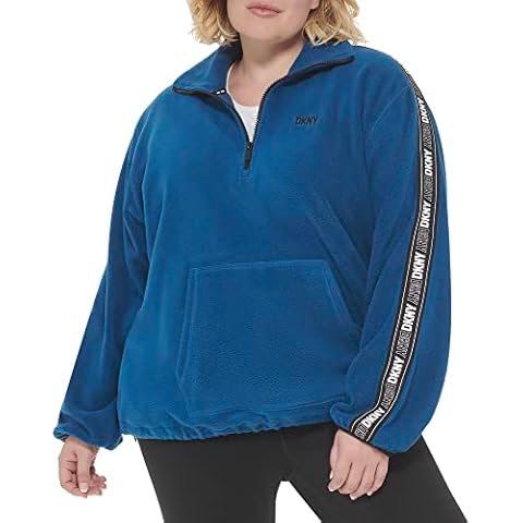 DKNY Women's Size Plus Cozy Comfy Quarter Zip Sweatershirt, Poseidon Cover