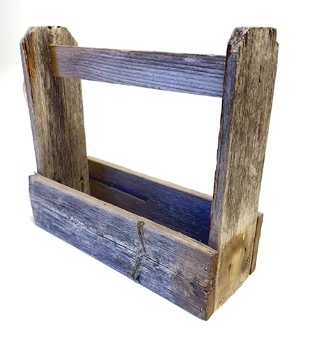 Rustic Revival | Rustic Tote Decorative Carry All Barnwood Planter Box – Farmhouse Indoor & Outdoor Décor Accent – Authentic Weathered Wood Real Wood Tote