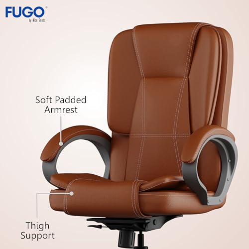 Image of FUGO FG13 Ergonomic Office Chair | Adjustable Height Swivel Chair with 360 Rotation | Comfortable Seating for Home Office & Study | Computer Desk Chair with 3-Year Warranty (Tan)