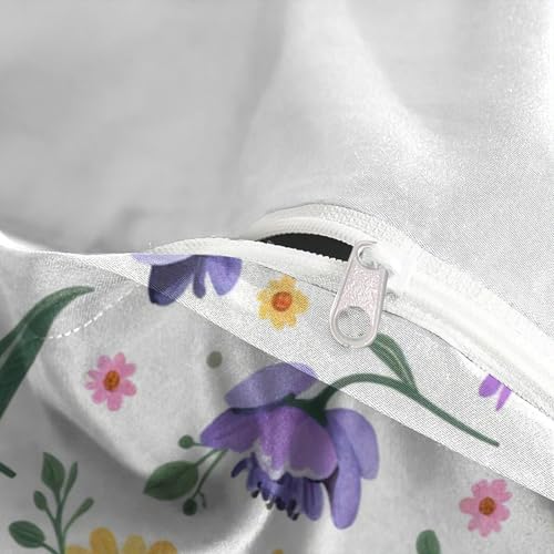 Parure de lit 3D fleurs avec housse de couette 135x200cm en microfibre douce pour lit simple - 8
