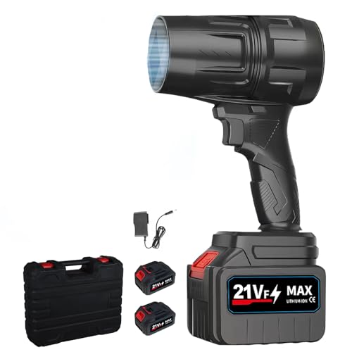 WoskjXas Handheld Auto Trockner 21V Turbo Gebläse mit 2*3000mAh Batterie und Ladegerät, Handgebläse Akku Auto Turbo Jet Blower Luftgebläse Akku Gebläse Tragbar Staubgebläse Reinigung für Staub Schnee