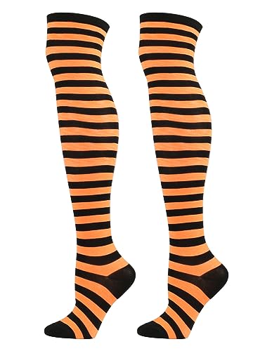 Image of ATHX Women's Knee High Socks Thigh High Socks Triple Stripe over the Knee Socks Long Opaque Thigh High Stockings