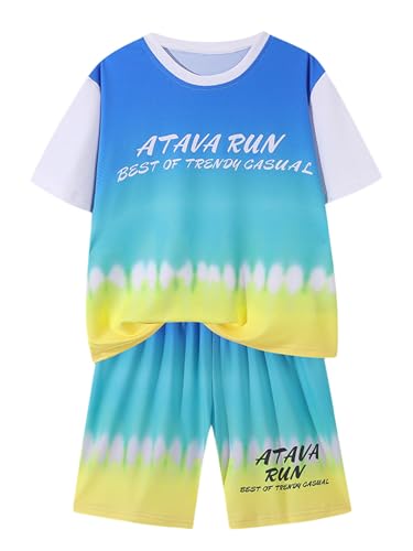 FEESHOW Kids Boys Sport Shorts Set Piece Quick Dry Athletic Tshirts With Football Shorts Set Activewear