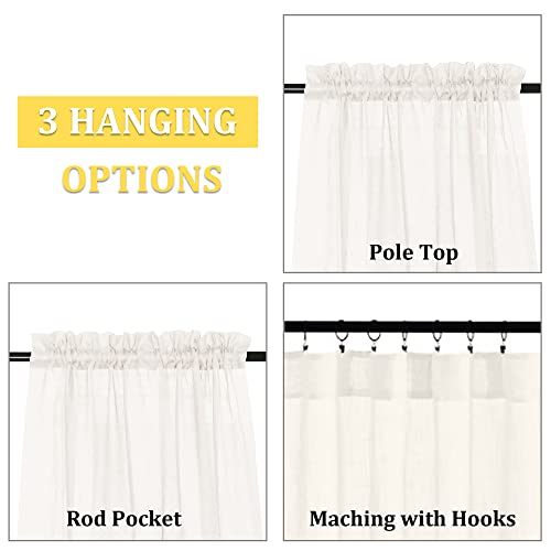 Sheer Ivory Window Curtains Set for Children's Rooms - 84 Long x 37 Wide
