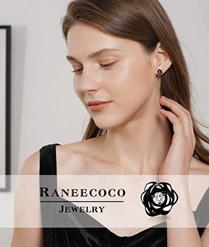 Black Gold Plated Sterling Silver Rose Flower Earring Studs, Hypoallergenic & Nickel Free Earrings For Women #TOP4