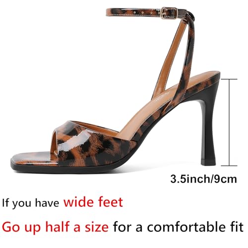 Image of Mostrin Strappy Heels for Women Square Open Toe Lace Up Heeled Sandals Ankle Strap Sexy Stiletto High Heels for Party, Prom, Dating, Wedding