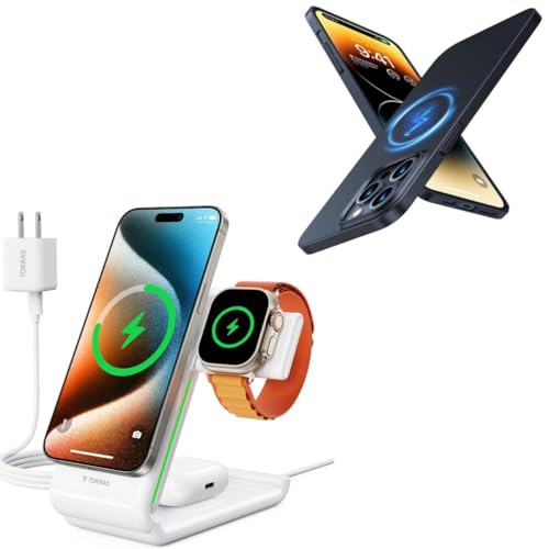 TORRAS 3 in 1 Charging Station Plus iPhone 14 Pro Max Magnetic case