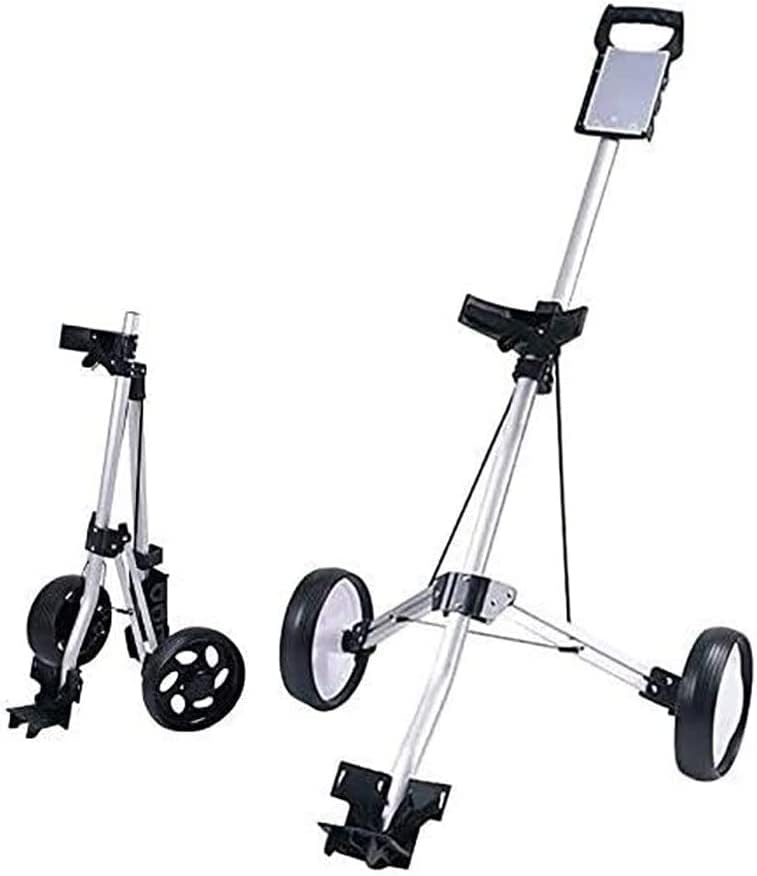 Golf Push Cart Golf Trolley 2 Wheels Golf Trolley, Golf Cart Professional, Golf Ball Set Made of Aluminum, Folding Golf Cart for Pushing and Pulling, Golf Cart with Adjustable Handle