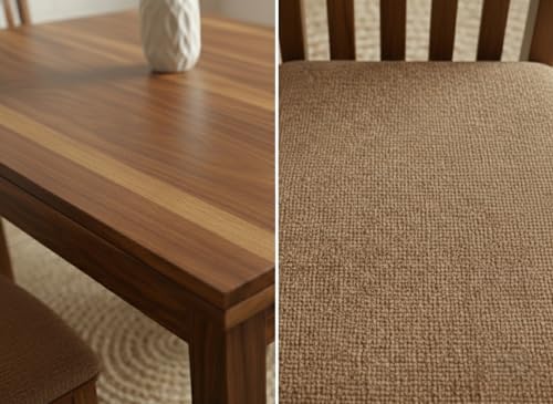Image of RECTART Solid Wood Dining Table Set with Chairs for Living Room Home | Wooden Dining Room Sets Furniture for Hotels and Restaurants | (Cheap-Brown-N, 4 Seater)