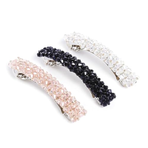 Pinces à cheveux en cristal JEVR - Lot de 3 barrettes élégantes pour coiffure de fête