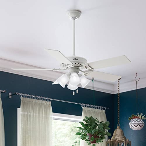 Hunter Fan Company, 53062, 52 Inch Studio Series White Ceiling Fan With Led Light Kit And Pull Chain #TOP2