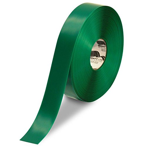 Mighty Line Solid Floor Marking Tape for Safety, Caution, Warning, Heavy-Duty, Peel and Stick Adhesive, Beveled Edge Design, Industrial Quality, 2 inch, 100' Roll, Green