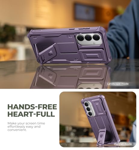 Image of Dexnor for Samsung Galaxy S26+ Plus Case with Upgraded Slide Camera Cover & 2 Front Frames & Built-in Screen Protector & Kickstand, Heavy-Duty Rugged Case Full-Body Protective Cover(2026),Purple