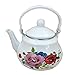 DBOATB Théière en émail à Fleurs Roses 1.5L Floral, Grande Bouilloire en Porcelaine émaillée Pot à café Turc Pot de Bouilloire à thé d'eau Chaude coloré pour cuisinière