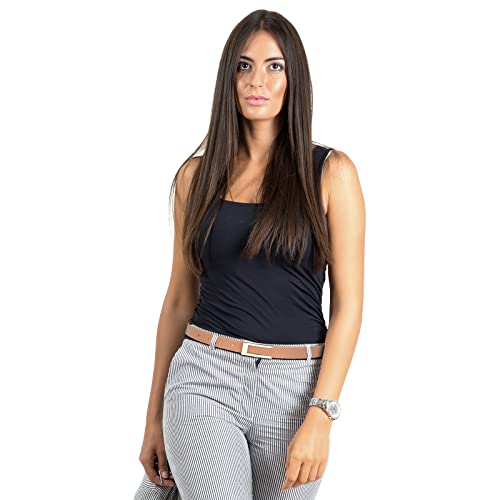 Womens Leather Belt for Pants Jeans Fashion Dresses Gold Buckle Skinny Belts for Ladies 2 Pack4