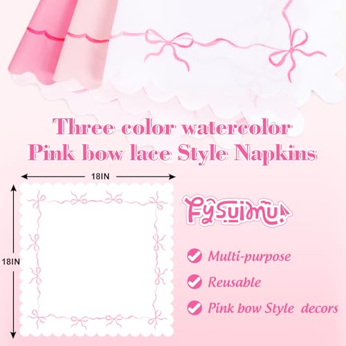 Servilletas de tela con lazo rosa 18 x 18 pulgadas pack x6 miniatura 2