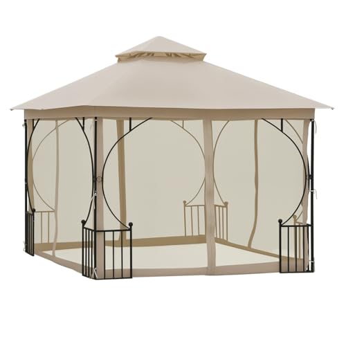 Outsunny 10' x 10' Patio Gazebo, Double Roof Outdoor Gazebo
